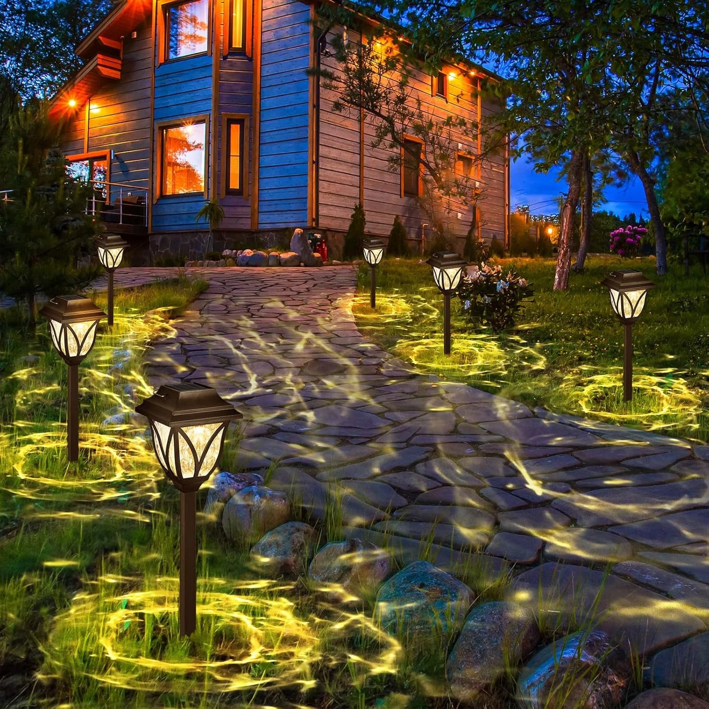 Solar Lawn Six Piece Flashing LED Outdoor Garden Landscape Lights