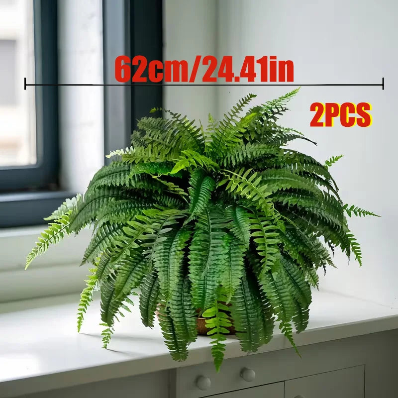 Elegant Boston Fern Decor 2 Piece Artificial Plants for Hanging