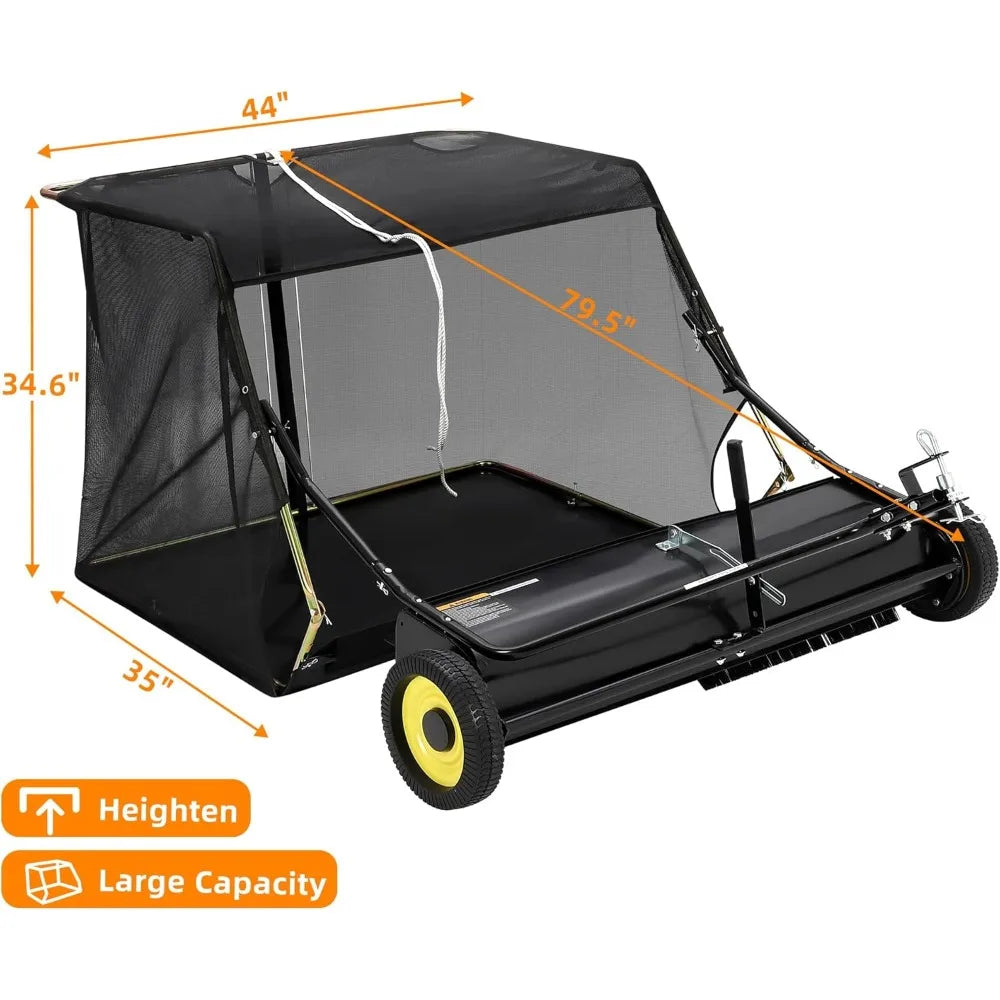 Tow Behind Lawn Sweeper Heavy Duty Leaf Grass Collector