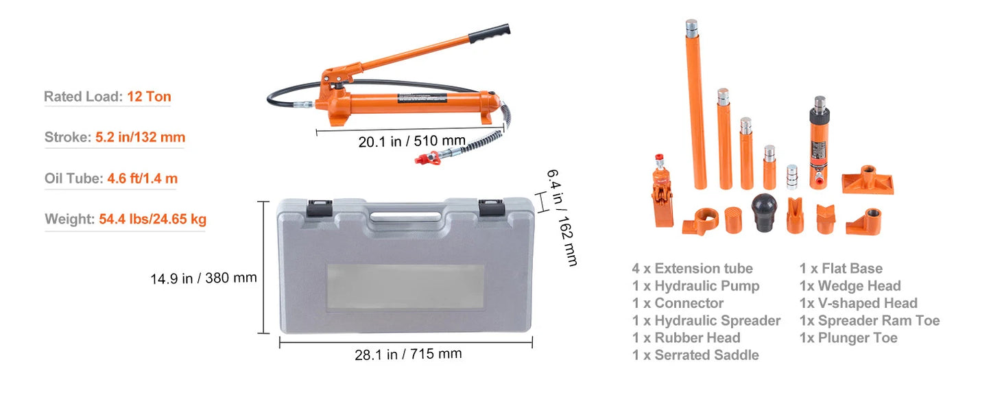 Succebuy Porta Power Kit Hydraulic Jack for Auto Body Repairs
