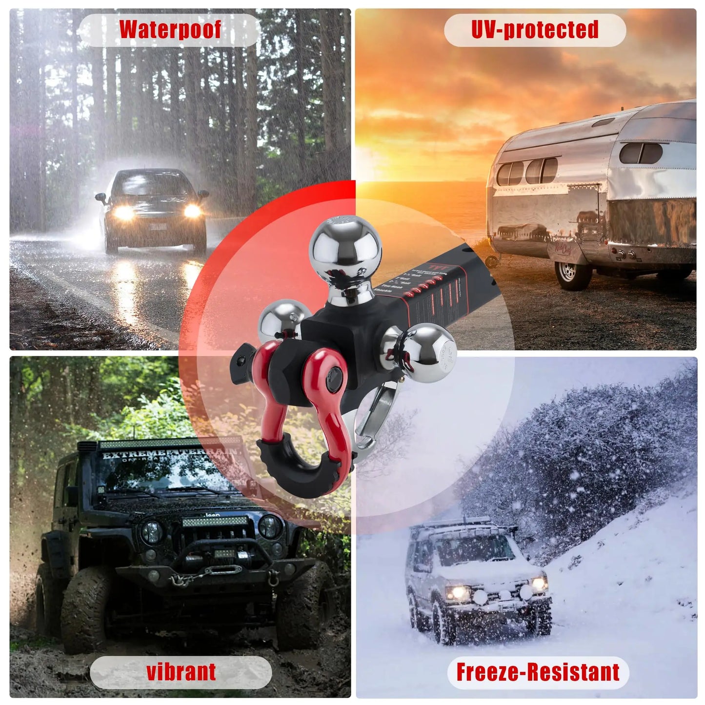 TYT Tri Ball Hitch Mount Locks Tow Hook Clevis Shackle