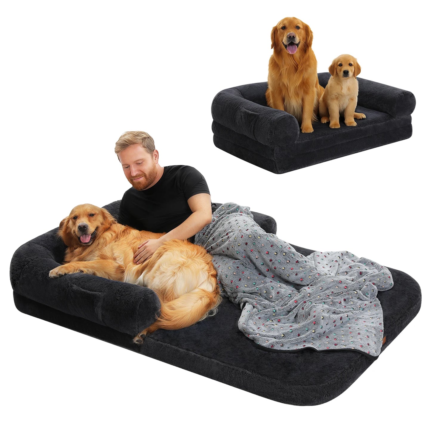 PAWZ Road Foldable Dog Bed For Large Dogs Plush Sofa Bed With Non Slip