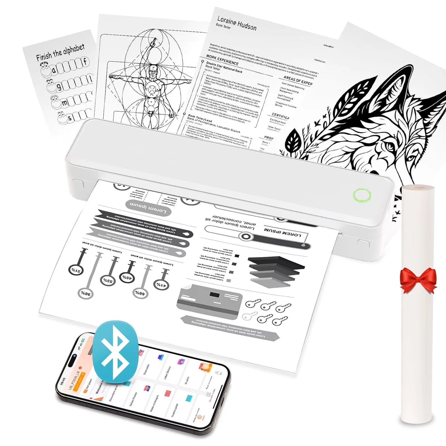 TakeYou Portable Wireless Inkless Thermal Printer Label Maker