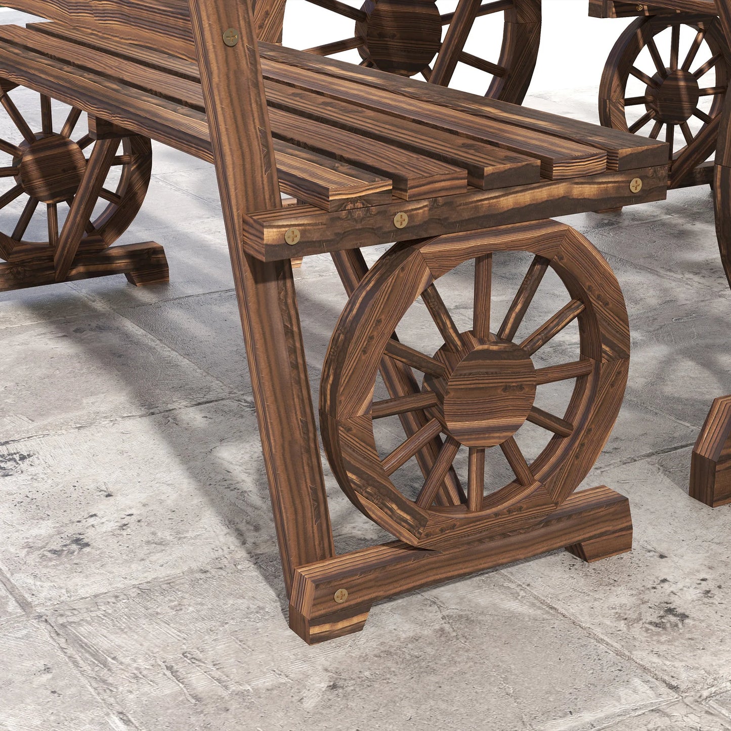 Outsunny Patio Dining Set For 4 With Wagon Wheel Design