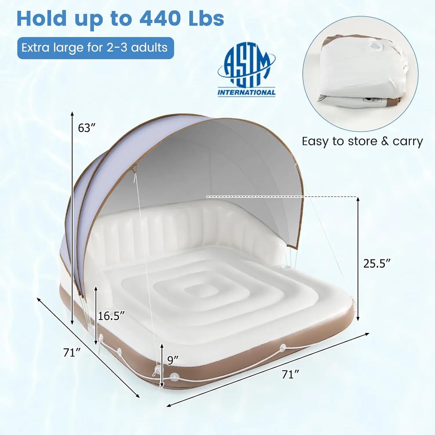 Moccha Inflatable Island With Canopy Party Floats SPF50 Sunshade