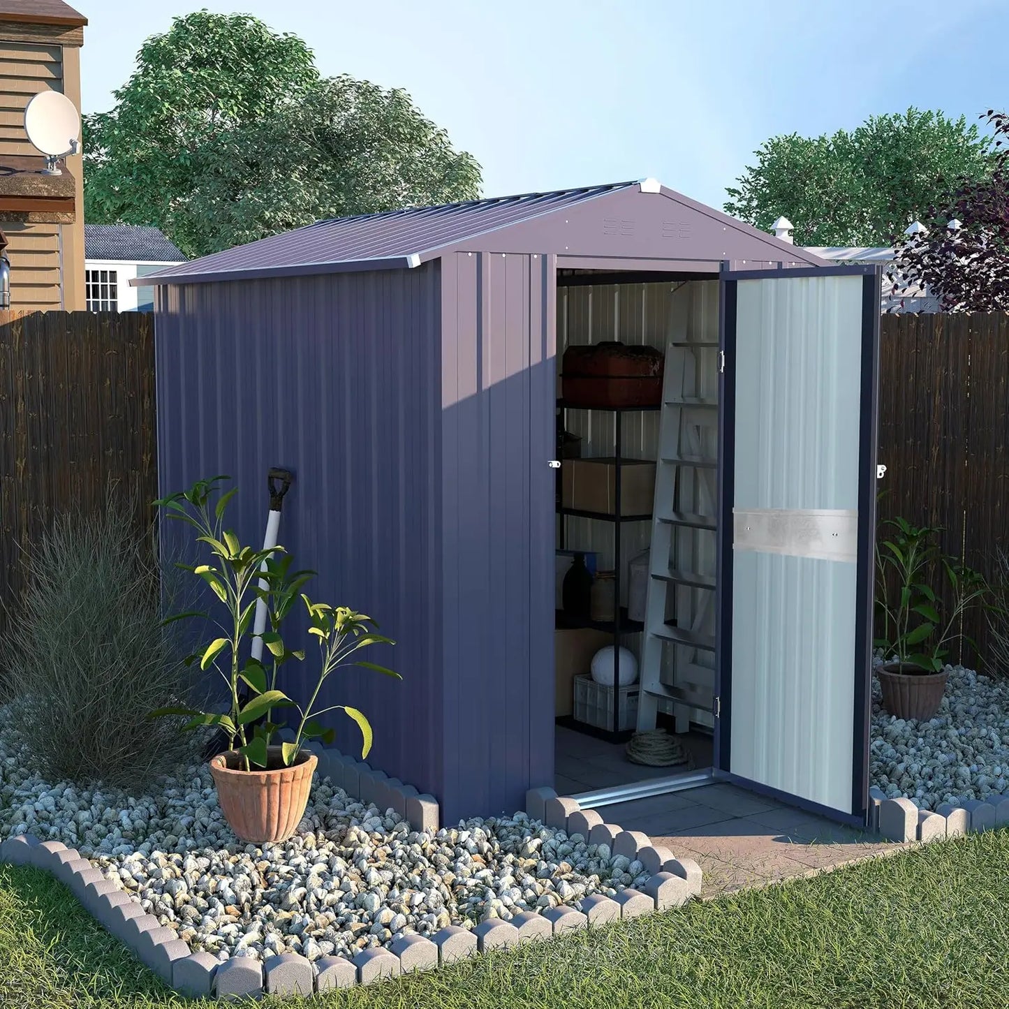 Galvanized Metal Outdoor Storage Shed For Garden Tools