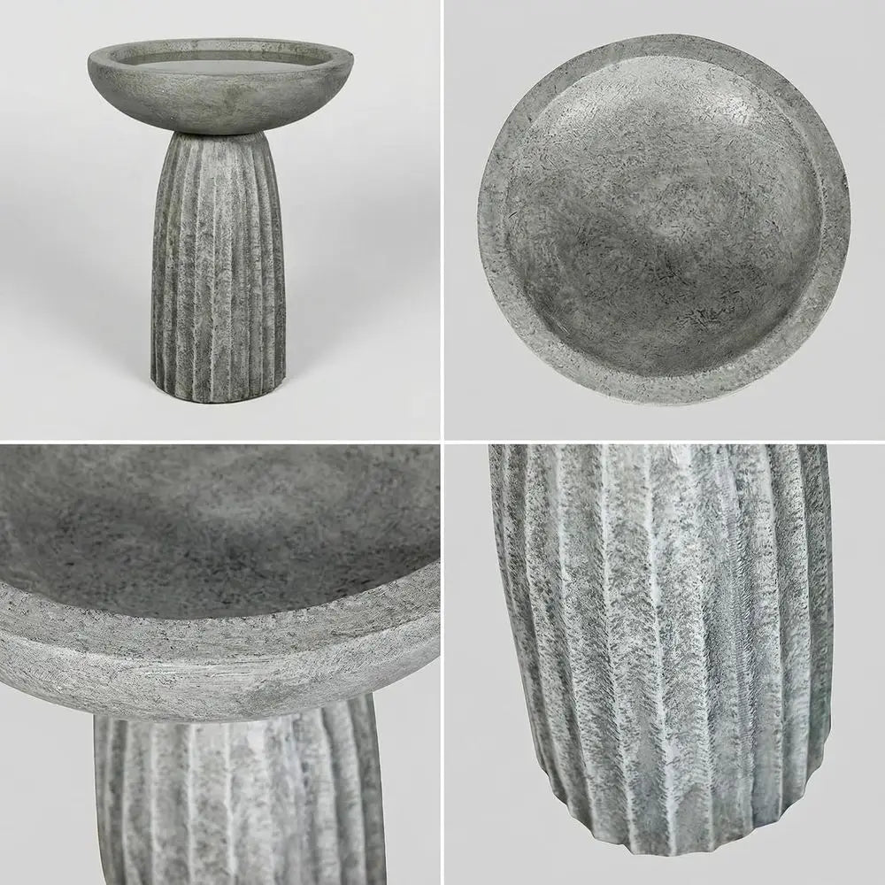 Bird Bath Outdoor Concrete Pedestal Garden Decor For Yard