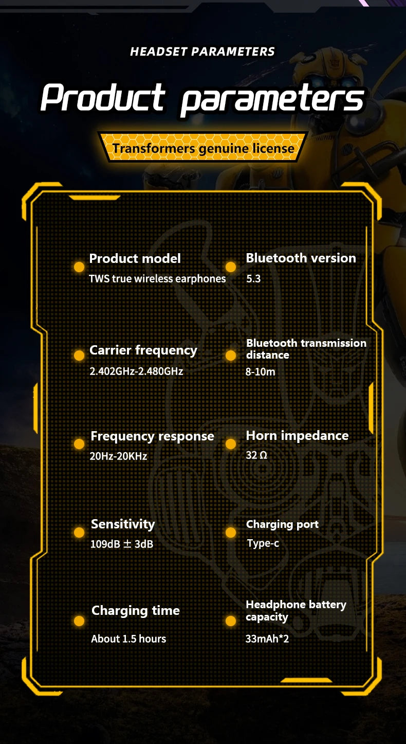 Transformers TF T01 Gaming Earphones Bluetooth ENC Headphones