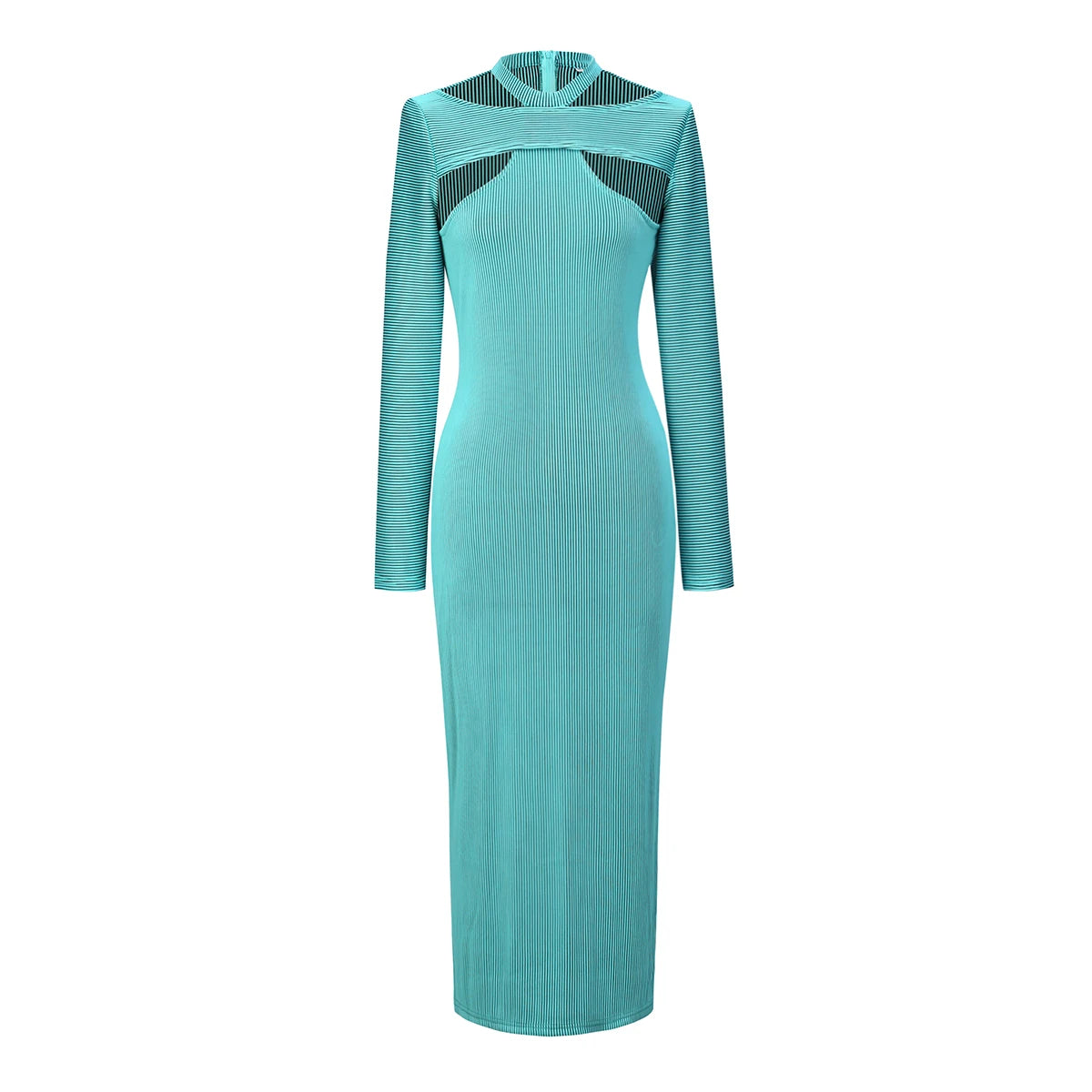 MSHIGHBEAUTY Hanging Neck Hollow Dress Slim Fit Long Sleeve