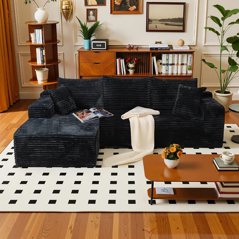 Corduroy L Shaped Sofa Bed With Deep Seat Comfort Durable