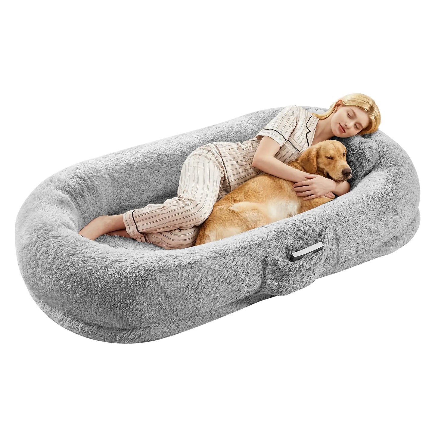 HiMISSCN Human Dog Bed Memory Foam Orthopedic Faux Fur Pillow