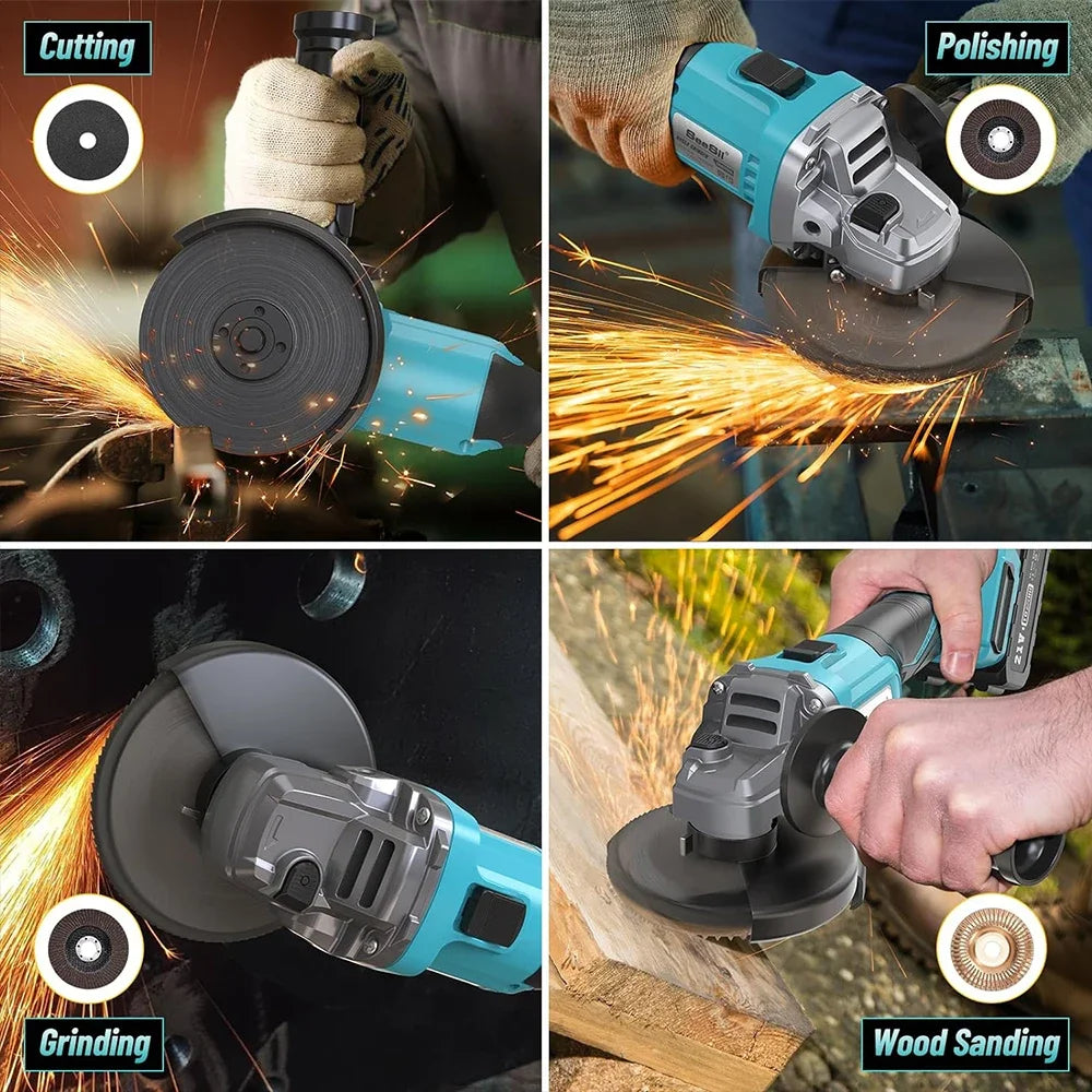 Seesii 21V Brushless Angle Grinder Multifunction Cutting Polishing Tool