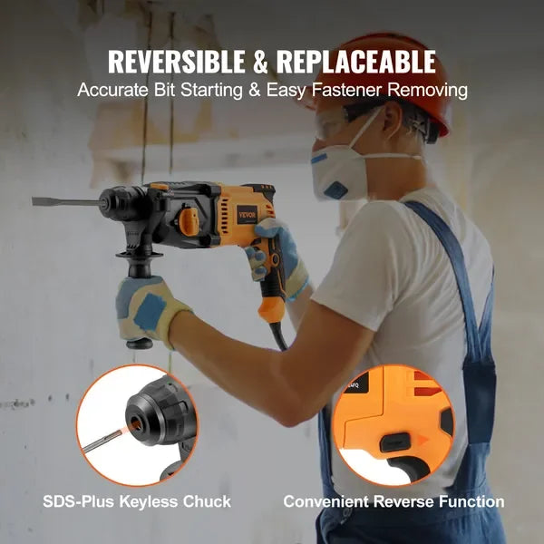 SDS Plus 1 Inch Rotary Hammer Drill 8 Amp Demolition