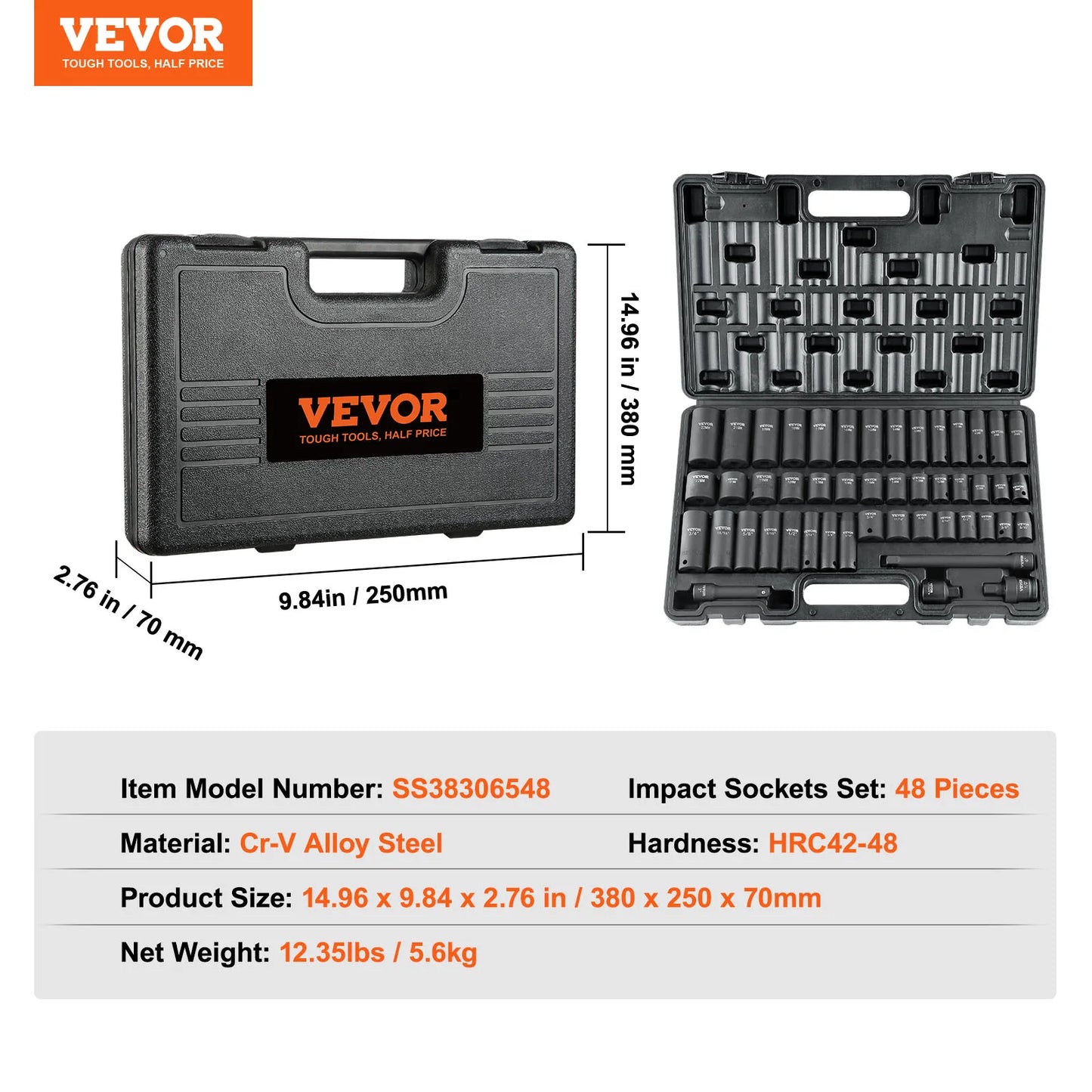 SucceBuy Impact Socket Set Deep SAE Metric CrMo Alloy Steel