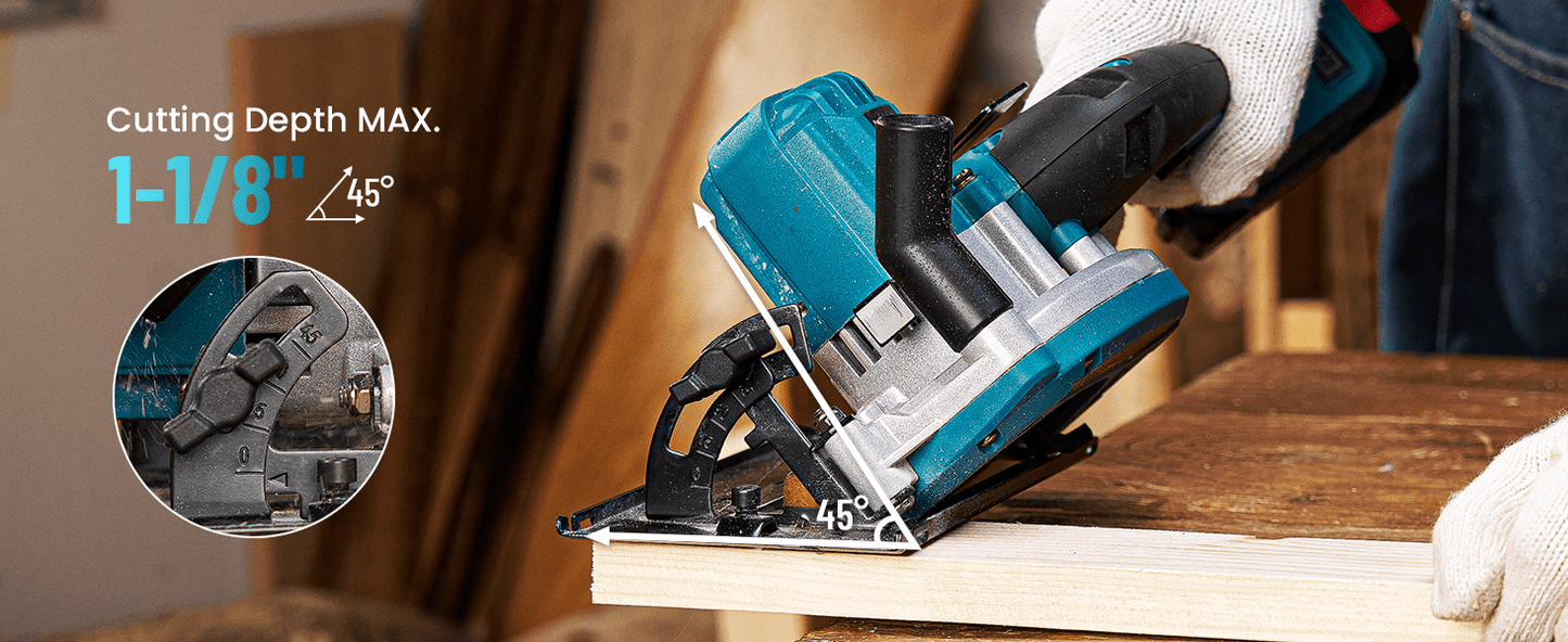 Seesii Cordless Mini Circular Saw Brushless 5000 RPM Compact