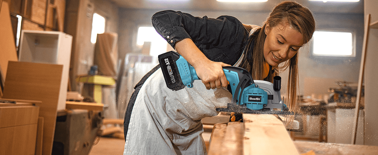 Seesii Cordless Mini Circular Saw Brushless 5000 RPM Compact