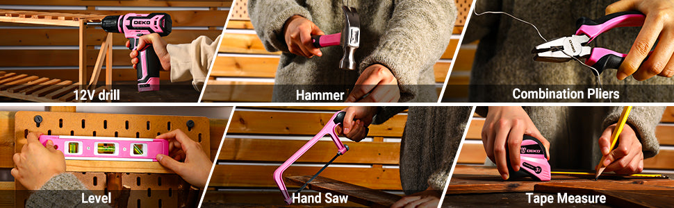 DEKODIY Home Mechanic Toolbox With 12V Cordless Drill Kit
