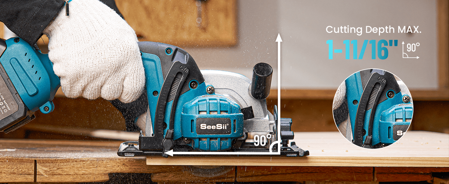 Seesii Cordless Mini Circular Saw Brushless 5000 RPM Compact