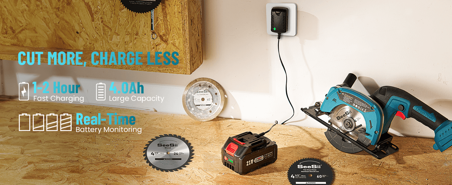 Seesii Cordless Mini Circular Saw Brushless 5000 RPM Compact