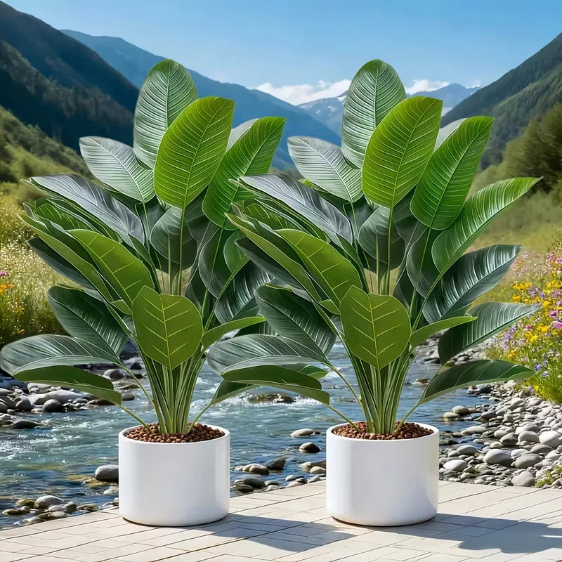 Two-Piece Artificial Banana Tree Plant For Home Office Decor
