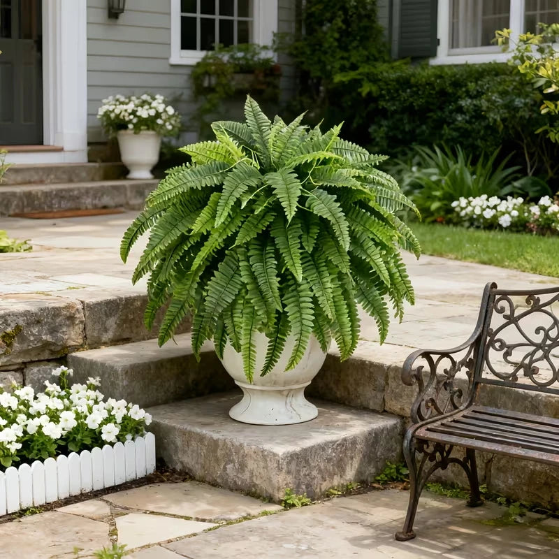 Elegant Boston Fern Decor 2 Piece Artificial Plants for Hanging