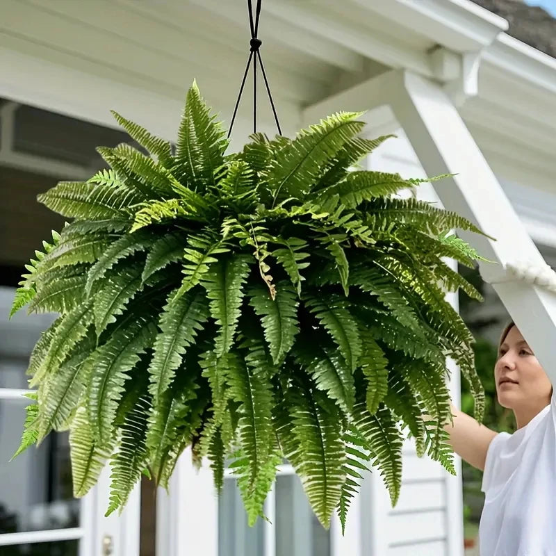 Elegant Boston Fern Decor 2 Piece Artificial Plants for Hanging
