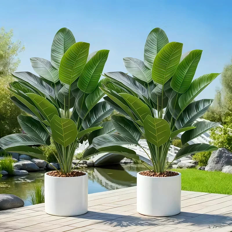 Two-Piece Artificial Banana Tree Plant For Home Office Decor