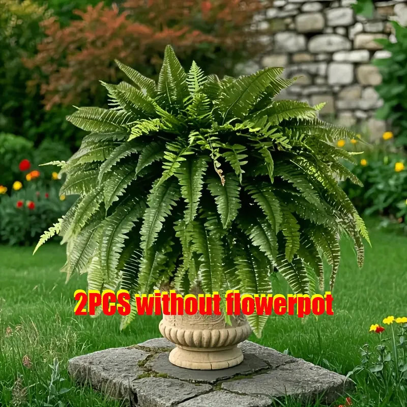 Elegant Boston Fern Decor 2 Piece Artificial Plants for Hanging