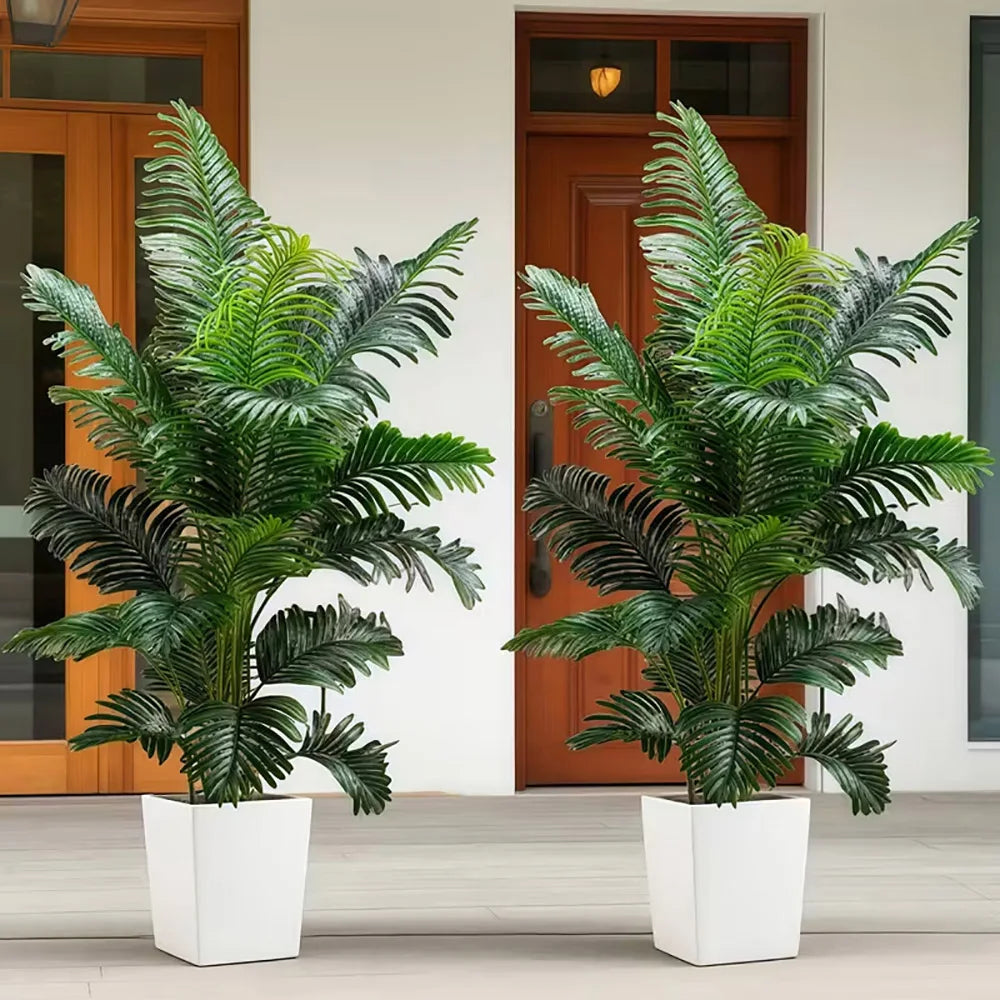 Artificial Palm Tree Set 2 Piece Lifelike Leaves Indoor Outdoor Decoration