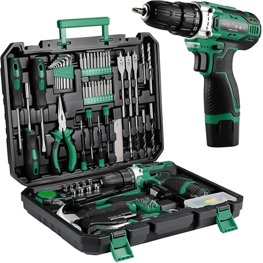 TLGREEN 138-Piece Power Tool Set With 12V Cordless Drill