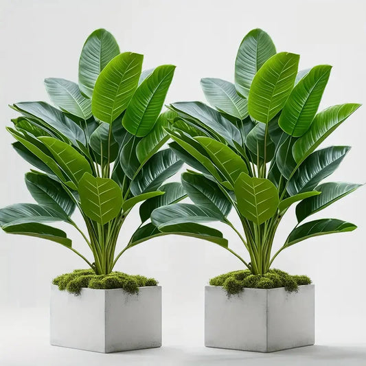 Two-Piece Artificial Banana Tree Plant For Home Office Decor