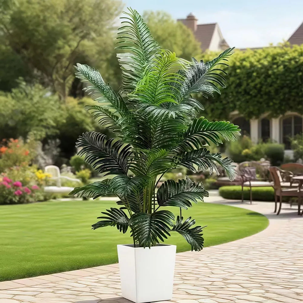 Artificial Palm Tree Set 2 Piece Lifelike Leaves Indoor Outdoor Decoration