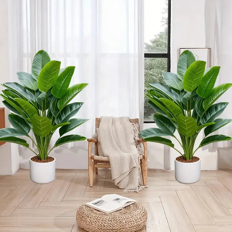 Two-Piece Artificial Banana Tree Plant For Home Office Decor