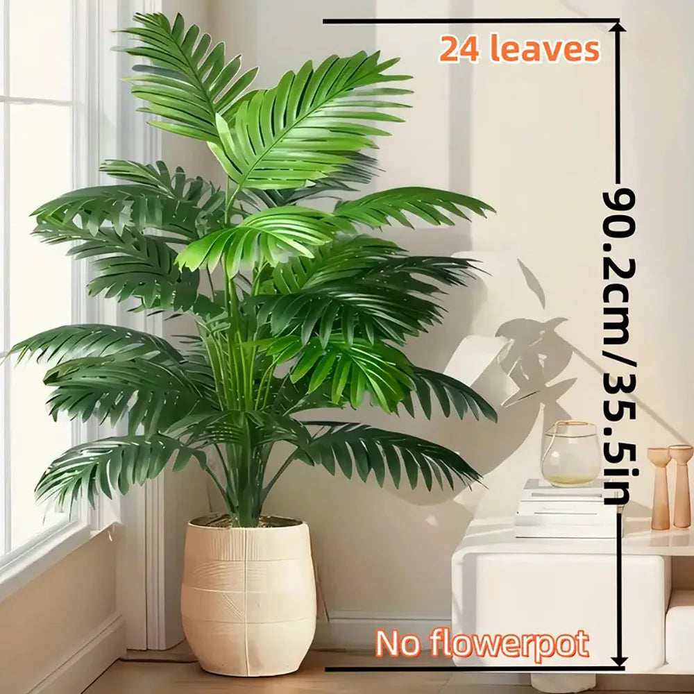 Artificial Palm Tree Set 2 Piece Lifelike Leaves Indoor Outdoor Decoration