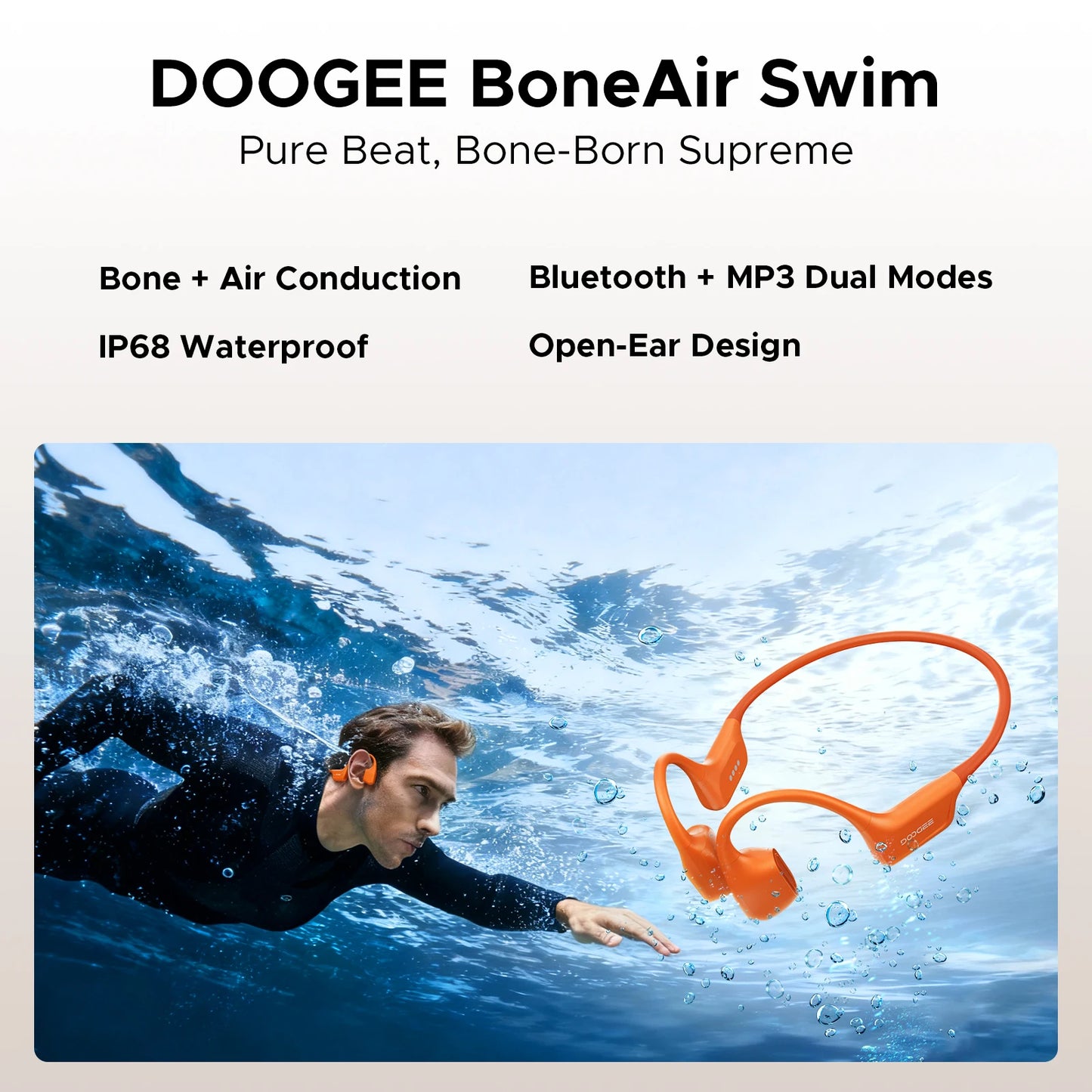 DOOGEE BoneAir Swim Bone Conduction Headphones Bluetooth 5.4 IP68