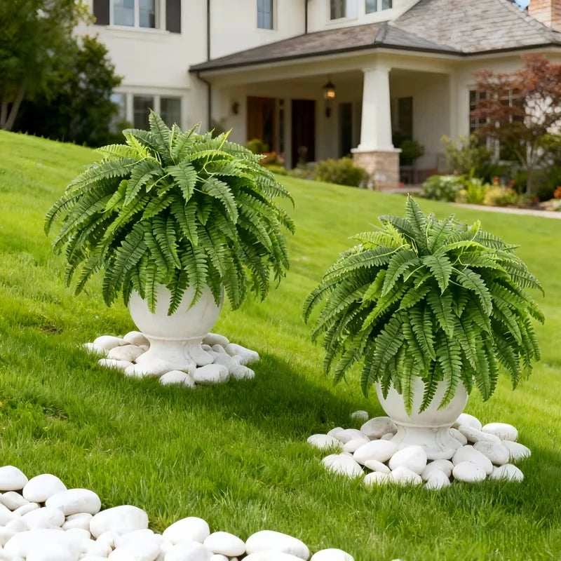 Elegant Boston Fern Decor 2 Piece Artificial Plants for Hanging