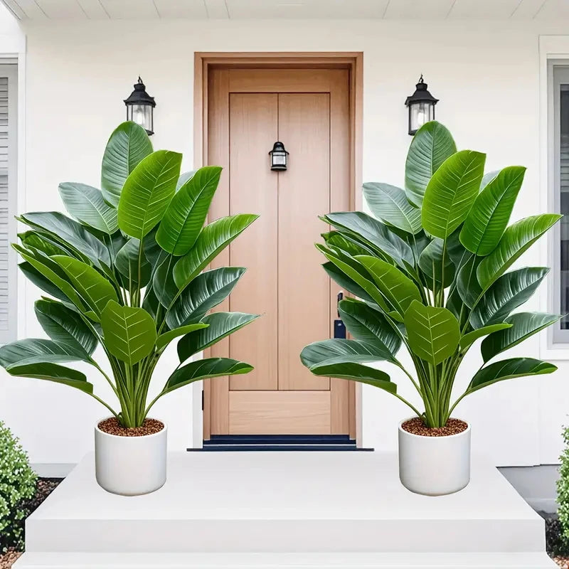 Two-Piece Artificial Banana Tree Plant For Home Office Decor