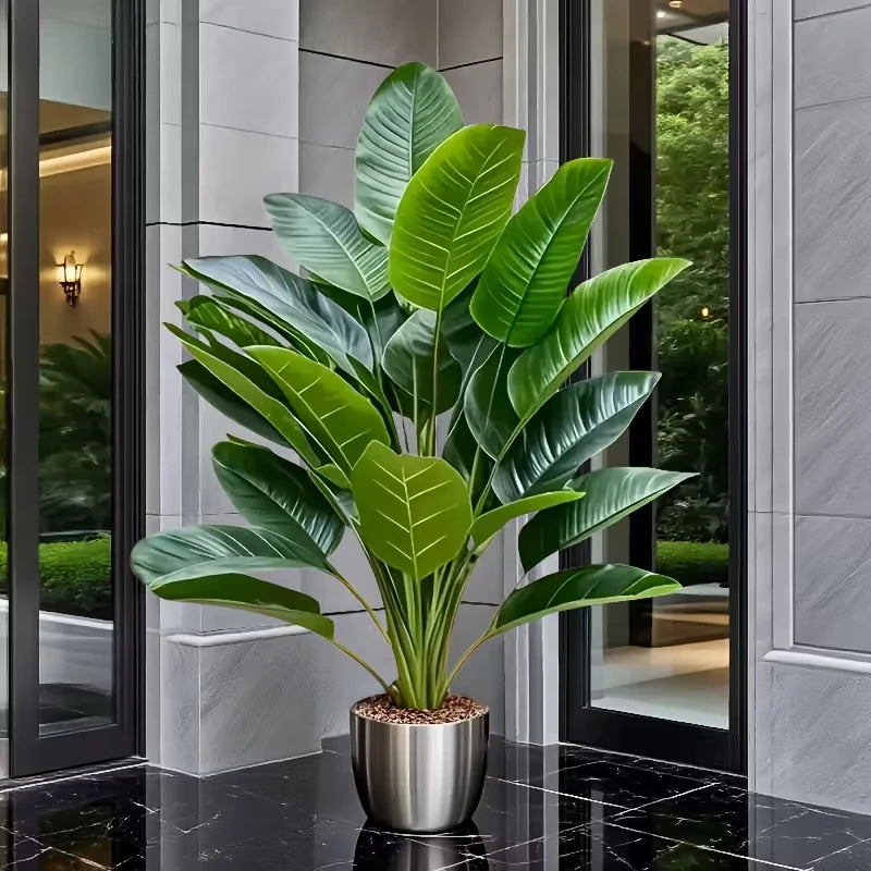 Two-Piece Artificial Banana Tree Plant For Home Office Decor