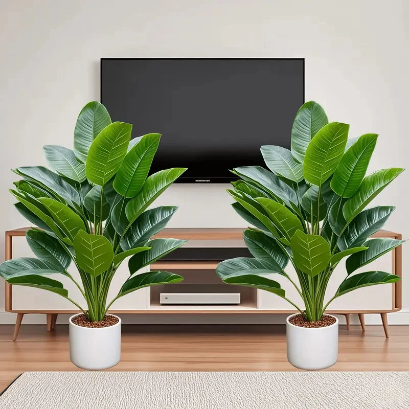 Two-Piece Artificial Banana Tree Plant For Home Office Decor