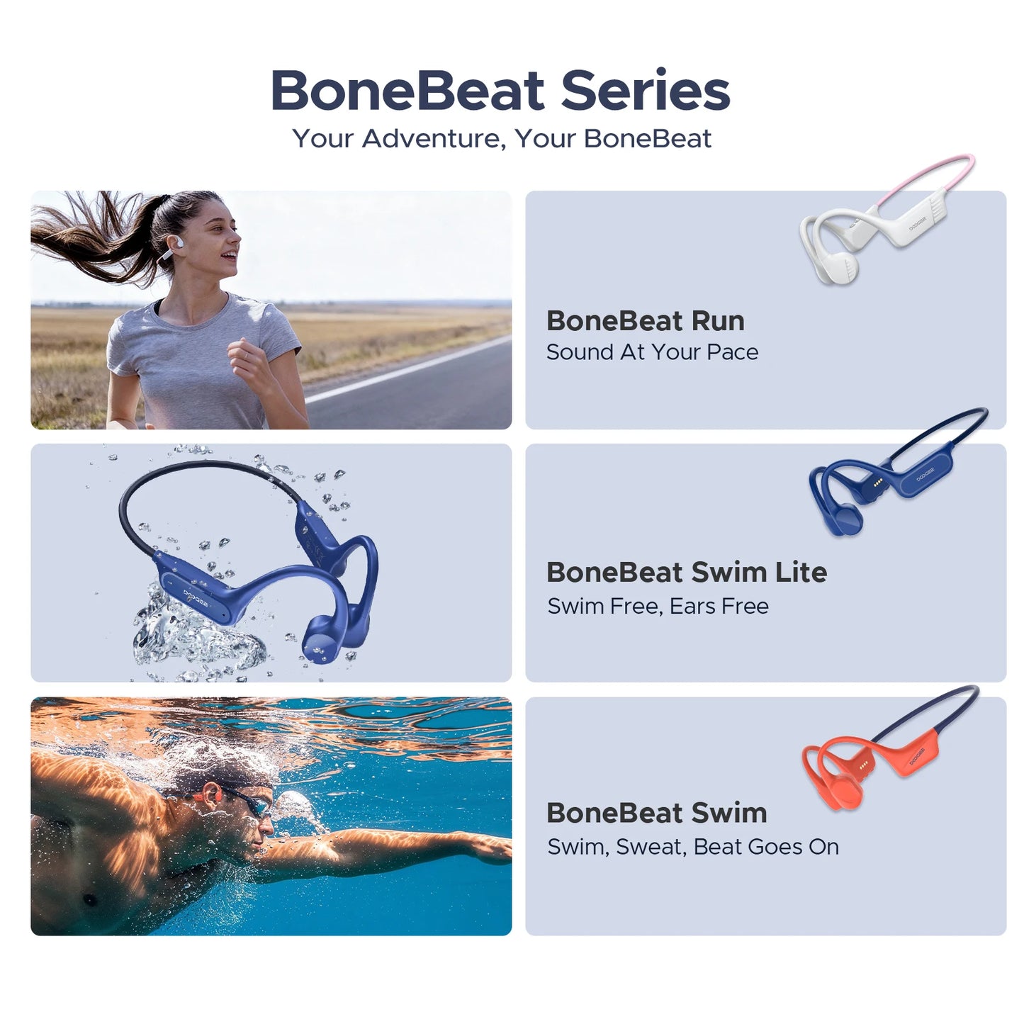 DOOGEE BoneBeat Swim Lite Bone Conduction Headphones IP68 Waterproof