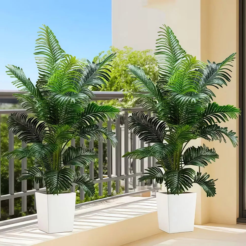 Artificial Palm Tree Set 2 Piece Lifelike Leaves Indoor Outdoor Decoration