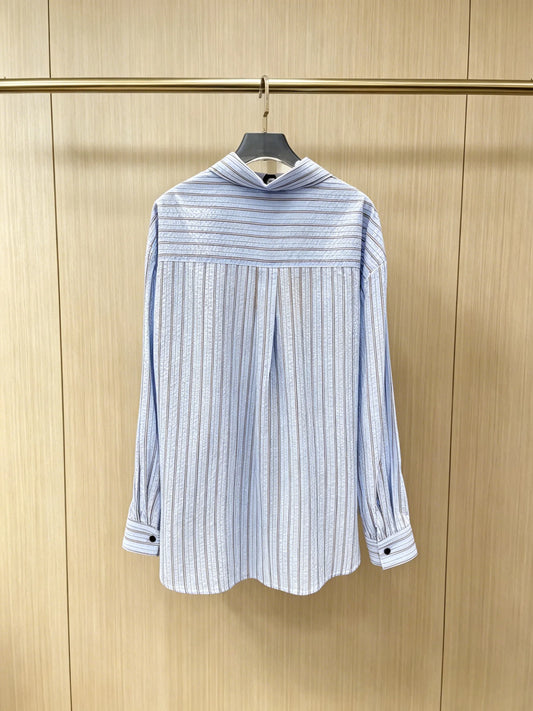 Women Casual Vertical Striped Button Down Shirt Long Sleeve