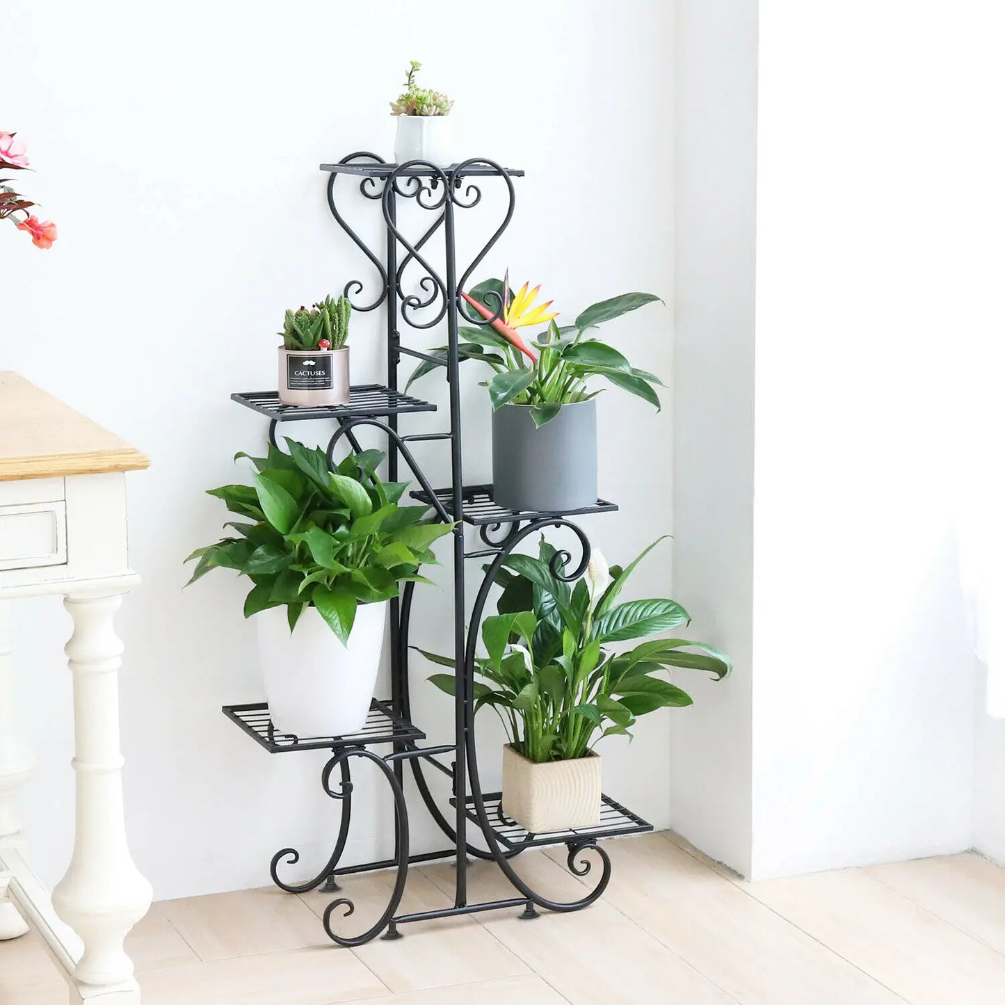 6 Tier Metal Plant Stand Indoor Outdoor Garden Shelf