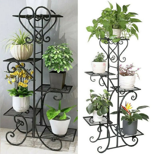 6 Tier Metal Plant Stand Indoor Outdoor Garden Shelf