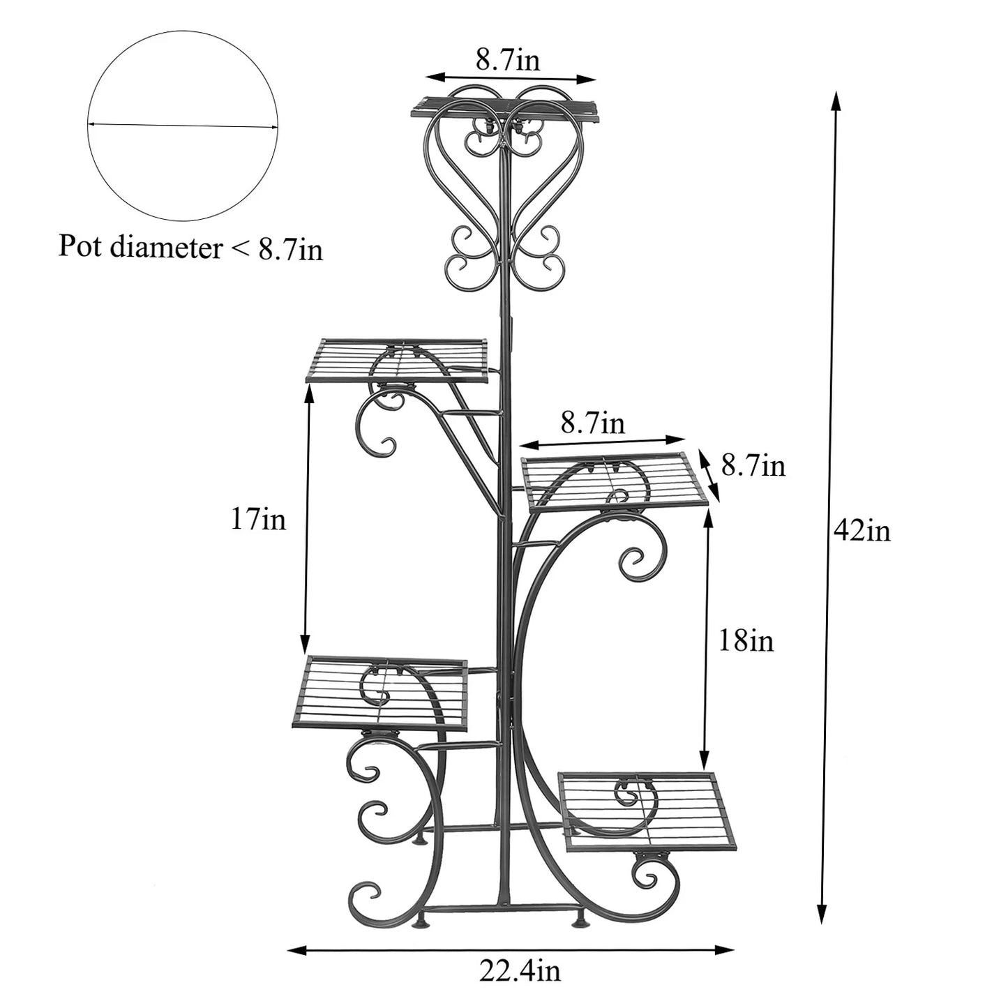 6 Tier Metal Plant Stand Indoor Outdoor Garden Shelf