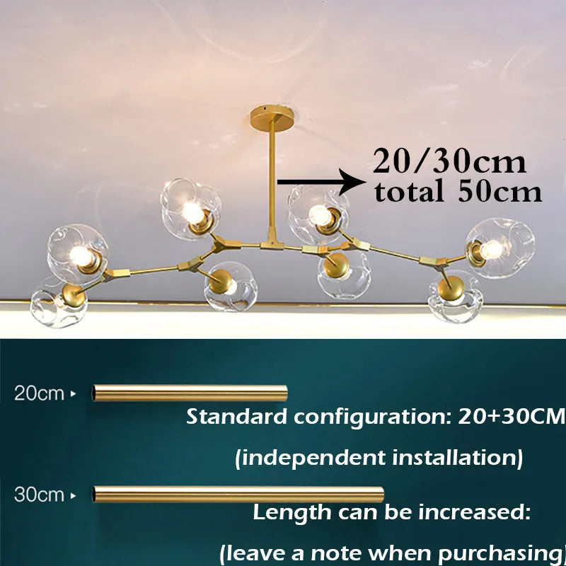 CNDL Nordic Glass LED Chandeliers Modern Indoor Ceiling Lighting