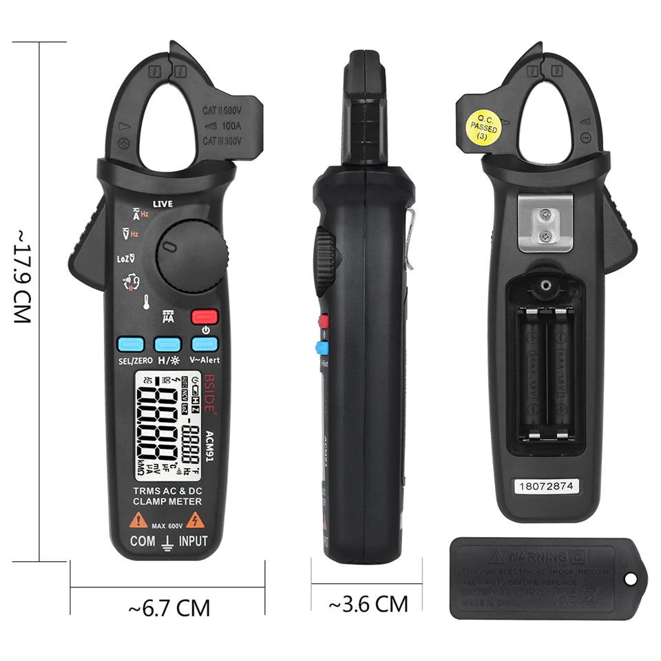 BSIDE ACM91 Digital Clamp Meter 100A DC AC Ammeter