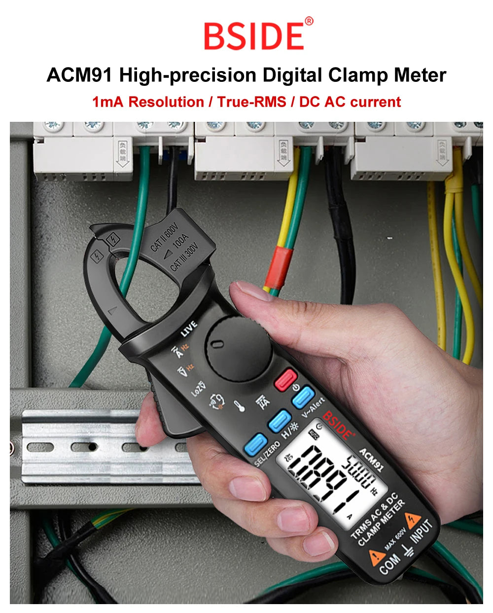 BSIDE ACM91 Digital Clamp Meter 100A DC AC Ammeter