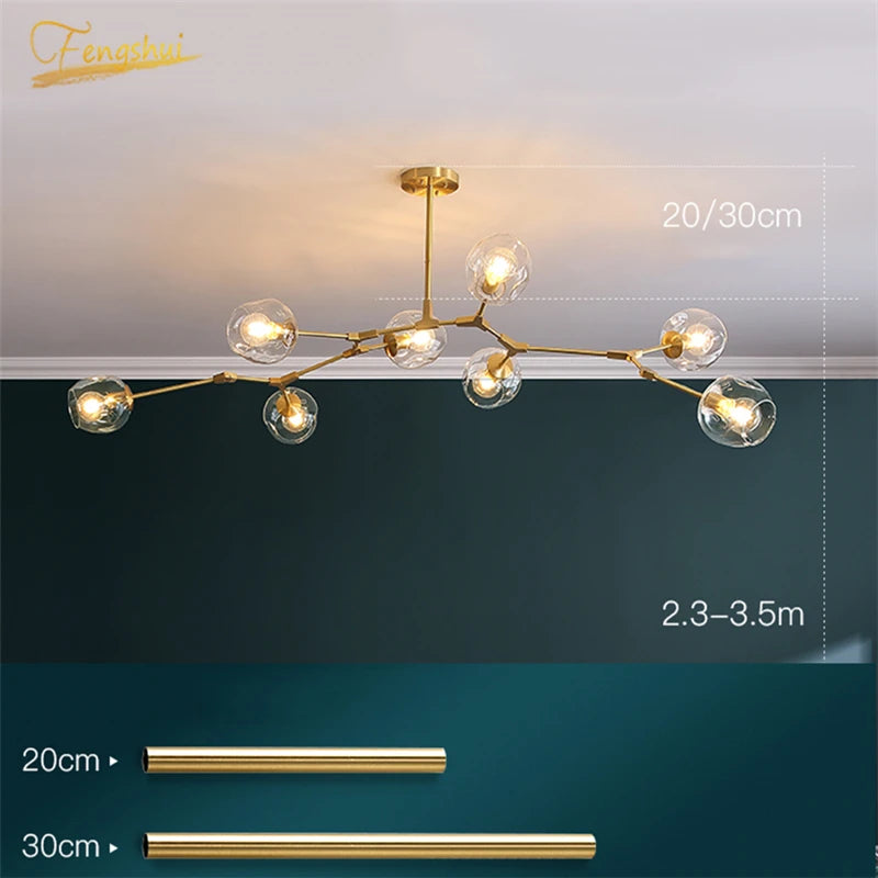CNDL Nordic Glass LED Chandeliers Modern Indoor Ceiling Lighting
