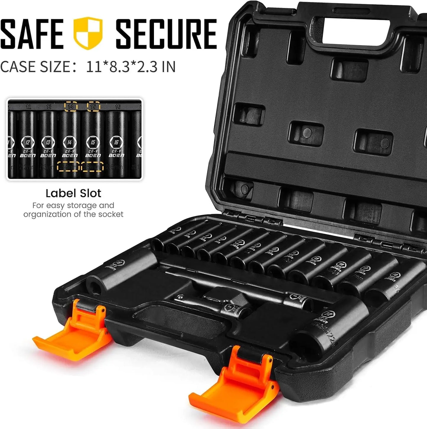 Boen 16 Piece Metric Socket Set CrV Steel Pro Case